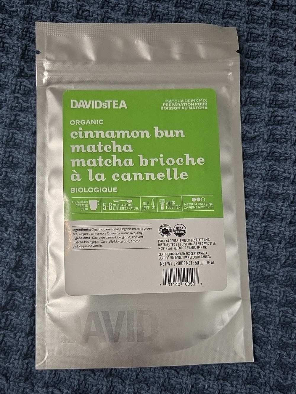 2/$25 New! Sealed! Davidstea CINNAMON BUN Matcha Drink Mix 50g Davids Tea